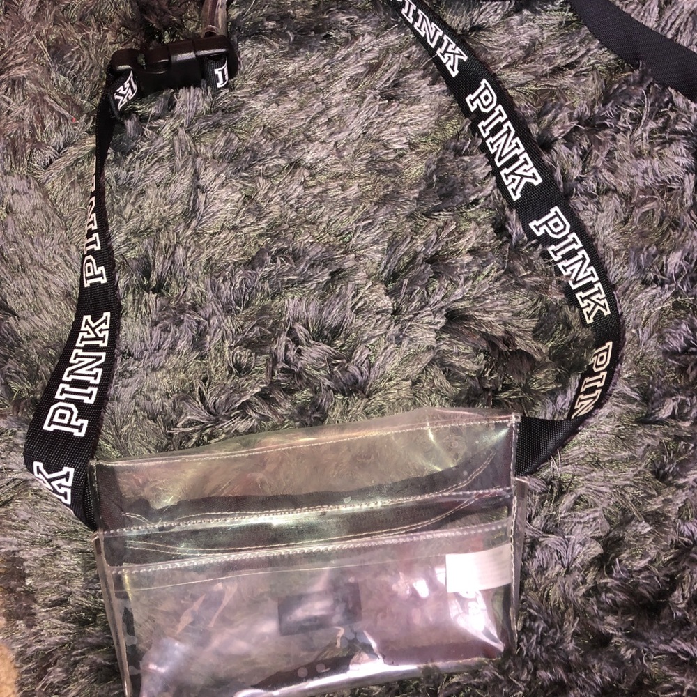 PINK brand clear fanny pack.